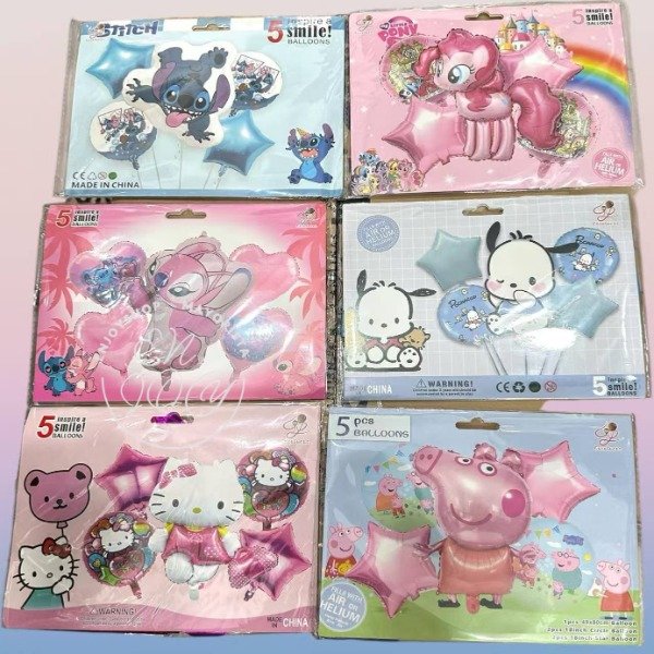 SET X 5 GLOBOS FIESTAS TEMATICOS PERSONAJES INFANTIL · 3
