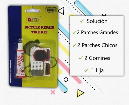 Kit Para Reparar Bicicletas Pegamento + 4 Parches P/ Camaras · 2