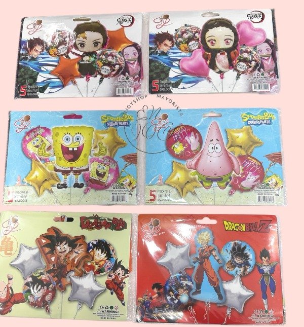 SET X 5 GLOBOS FIESTAS TEMATICOS PERSONAJES SURTIDOS INFANTIL · 3