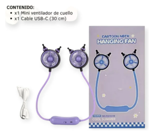 Ventilador Mini Kuromi D Cuello Portátil Flexible Recargable Violeta · 3