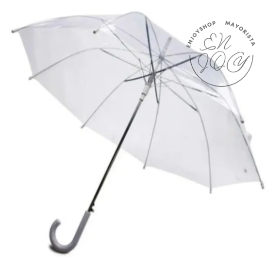 Paragua Transparente Blanco Lluvia Eventos Vinilico Grande · 2
