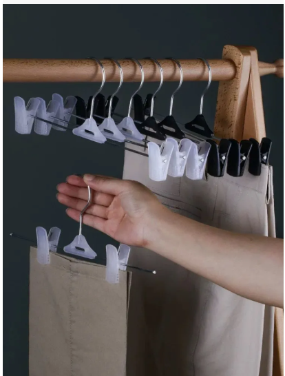 Perchas De Metal Con Broche Pollera Pantalón 28 Cm Pack X10 Color Blanco · 2