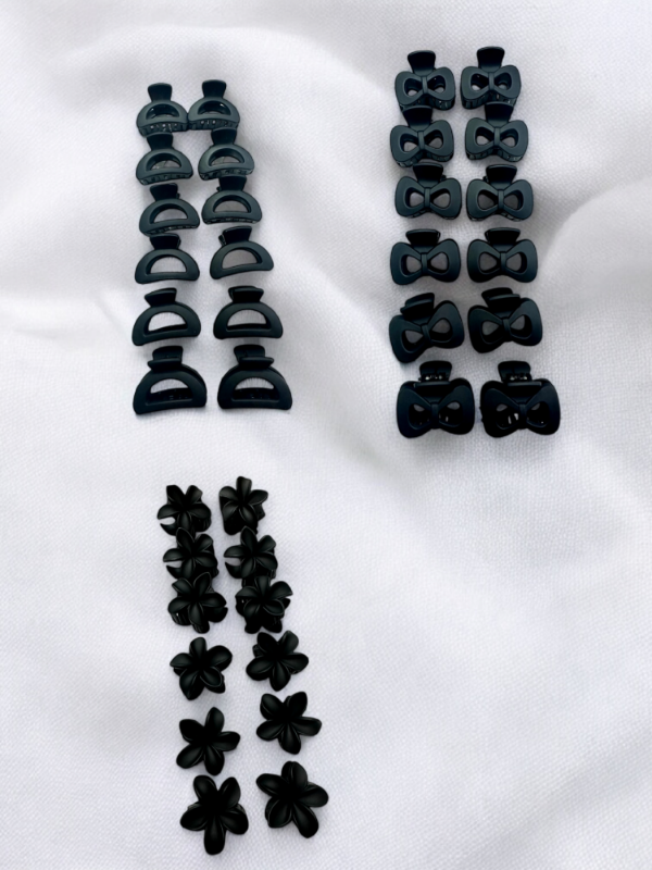 4.5CM BROCHES DE PELO NEGRO X12 · 4