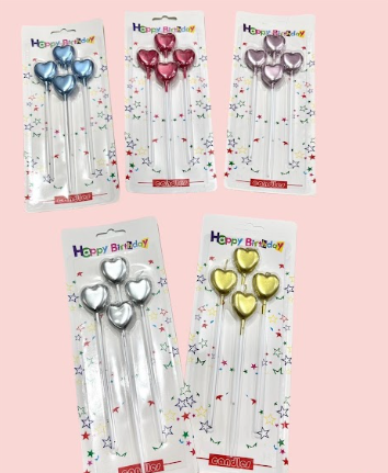 Vela Para Torta Corazon Metalizadas Pack 4 · 3
