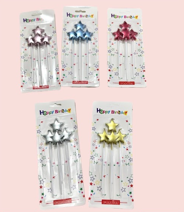 Vela Para Torta Estrella Metalizadas Pack 4 · 2