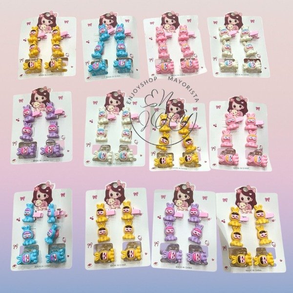 SET HEBILLAS KAWAI PERSONAJES VARIOS · 2