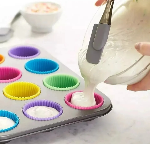 Molde Muffins Silicona X12 Unidades Goma Cupcakes Reposteria · 2