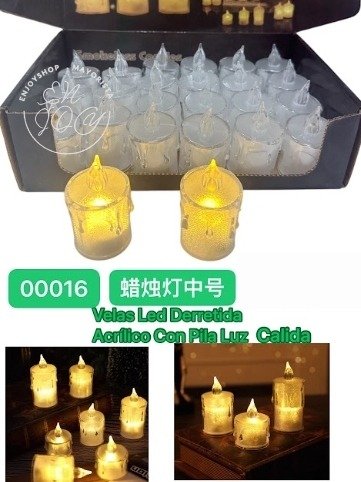 Velas Velitas Led Souvenir X 24 U Pilas Fiesta Navidad Bodas Transparente · 4