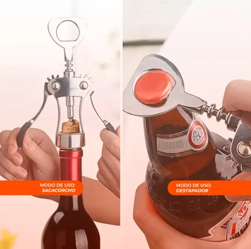Sacacorchos Destapador De Botellas Tirabuzon Metálico 27233 · 2