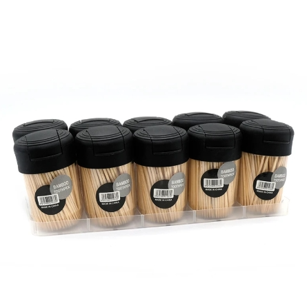 Set X 10 Escarbadientes Descartables De Bambu Tapa Negra DX54 · 3