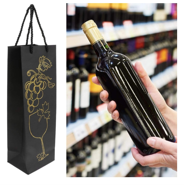 12 Bolsas Para Botella Vino Regalos Negra · 4