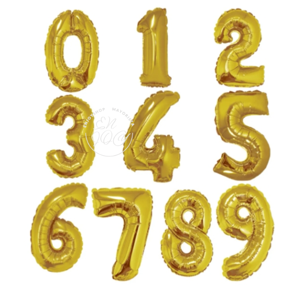 Globo Números Metalizados Dorado Grande De 32Pulgado 70cm X1 Unid · 2