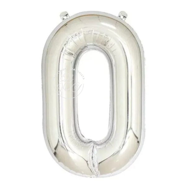Globo Números Metalizados Plateado Grande De 32Pulgado 70cm X1 Unid · 2