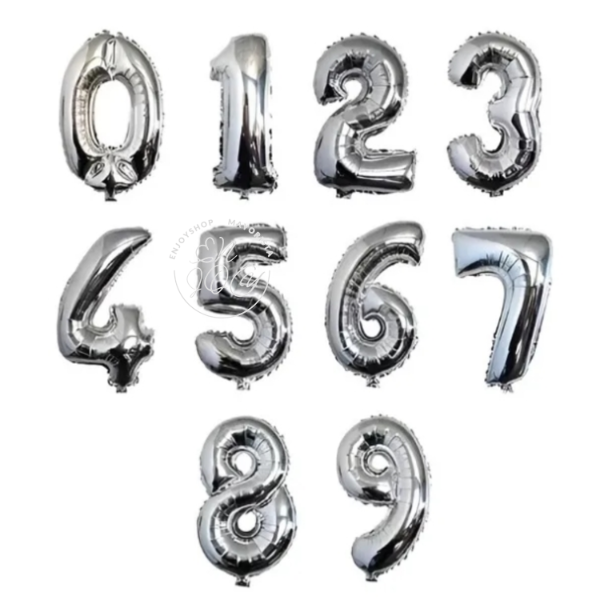 Globo Números Metalizados Plateado Grande De 32Pulgado 70cm X1 Unid · 4