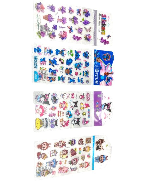 STICKER INFANTILES PERSONAJES SURTIDOS PLANCHA TRANSPARENTE · 2