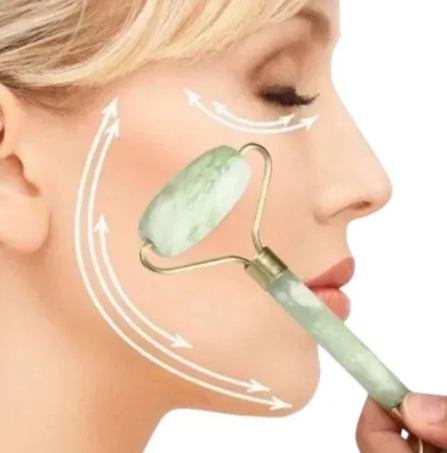 Masajeador Facial Doble Rodillos Piedra Jade Natural Color Verde · 3