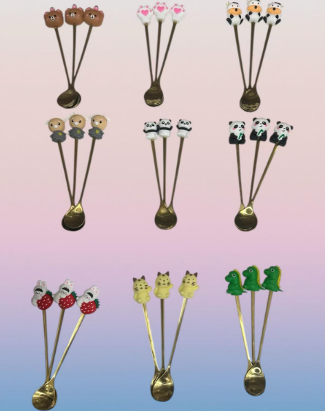 Pack X3 Cucharitas Para Te Miel Café Postre Animalito Dorado 84244 · 2